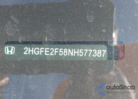 2022 Honda Civic Sport из США, поврежденный, VIN 2HGFE2F58NH577387